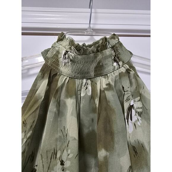 NWT Anthropologie Halter Tank Sage Green Floral Pattern Size Medium Boho Flowy - Picture 5 of 11